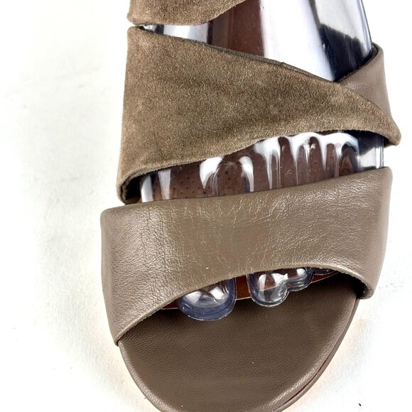 Corso Como Taupe Stacked Heel Open Toe Leather/Suede Booties Size 8M Like New - Picture 7 of 15